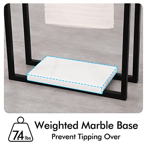 Kes Standing Towel Rack With Heavy Marble Base, 38" H Towel Racks For Bathroom 2-Tier, Blanket Rack For Bathroom Floor, Matte Black, Bth501-Bk #TOP2