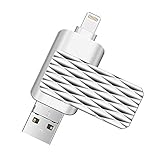 Lightning Flash Drive for iPhone,Suntrsi Pen Drive Lightning Memory Stick External Memory Storage OTG Flash Drive Compatible to iPhone,iPad,iPod,Mac,Android and PC (32G Silver)