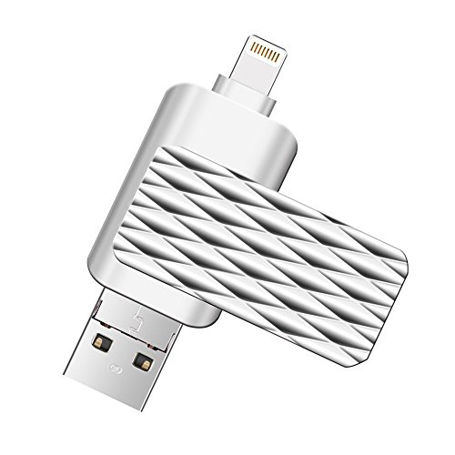 Lightning Flash Drive for iPhone,Suntrsi Pen Drive Lightning Memory Stick External Memory Storage OTG Flash Drive Compatible to iPhone,iPad,iPod,Mac,Android and PC (32G Silver)