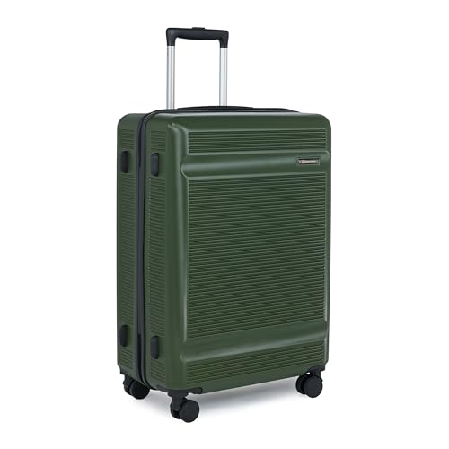 Image of SWISS MILITARY Pascal Lightweight PC Hard Large Check in Travel Luggage Trolley Bag with Anti-Theft Zippers & 3-Dial Lock, 360 Wheels, Wet Pocket & Aluminium Handle Suitcase Set of 3 -Olive