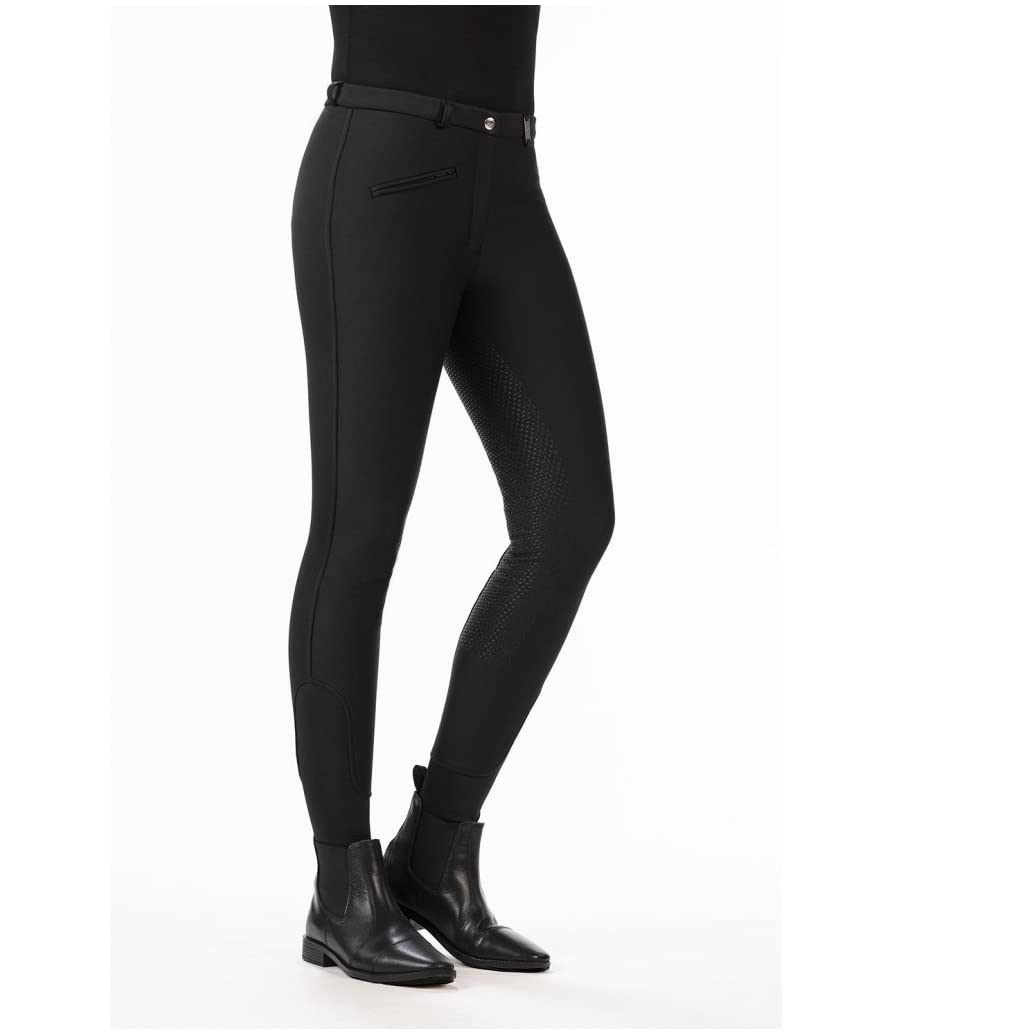 HKM Women's Winner Silicone seat Winter Softshell Breeches, Black, 34