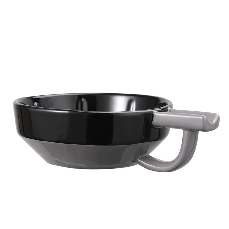 Set di ciotole da barba con porta pennelli, nero, diametro 13 cm, 400 g, 2 pezzi