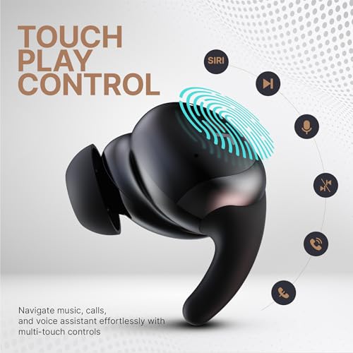 Image of CrossBeats Hertz ANC TWS Ear Buds, Wireless in‑Ear Earphones, Sleep Buds v5.4 Bluetooth 10 mm Drivers Up to 60H Playtime, with AI Noise Cancellation,40 ms Low Latency, & AI ENC Earbuds Buds (Black)