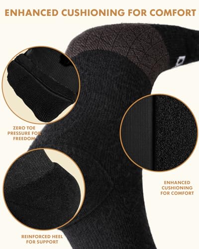 Image of Thick Soft Cotton Compression Socks for Women Men 15-20mmHg Knee High Breathable Cotton Socks for All Day Comfort