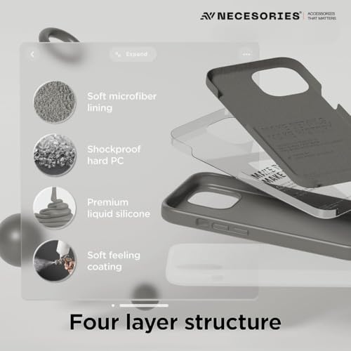 Image of Liquid Silicone Case Compatible for iPhone 13 Grey | Slim Back Cover | Soft Touch Bumper | Shockproof Drop Protection | Microfiber Cloth Inside | Sleek Solid Design
