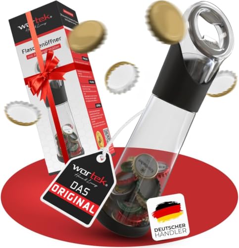 wortek Flaschenöffner mit Auffangbehälter Bieröffner...