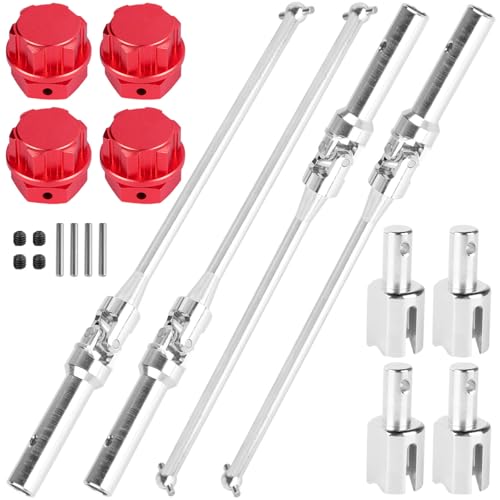 BRCatWPark RC Drive Shaft Axles & Diff Outdrive w/Wheel Hex Nuts Upgrades Part for 1/5 KRATON 8S BLX/Outcast 8S BLX,4PCS Front Rear CVD Driveshaft Hop Ups,Silver & Red