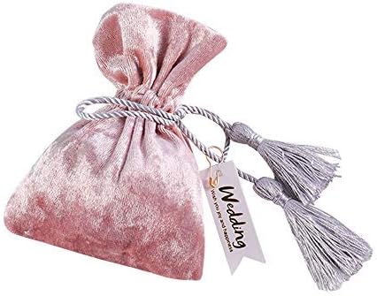 Pack of 10 Trim Velvet Cloth Jewelry Pouches/Drawstring Bag Gift Bags, 11cm x14cm (Pink)