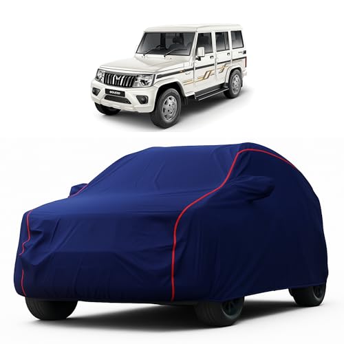 Image of Car Cover Compatible with Mahindra Bolero Power+ (2019 to 2024) - Water Proof With Mirror Cover
