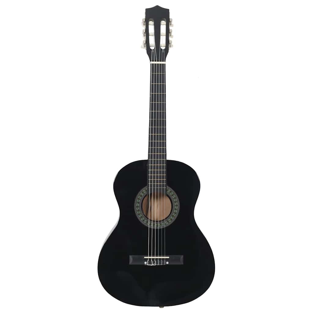 Klassikgitarre Schwarz 3/4 Größe 36 Zoll aus Lindenholz mit Nylon Saiten und Griffbrett für Anfänger Kinder Konzert Musik Unterricht und Spielen Lernen