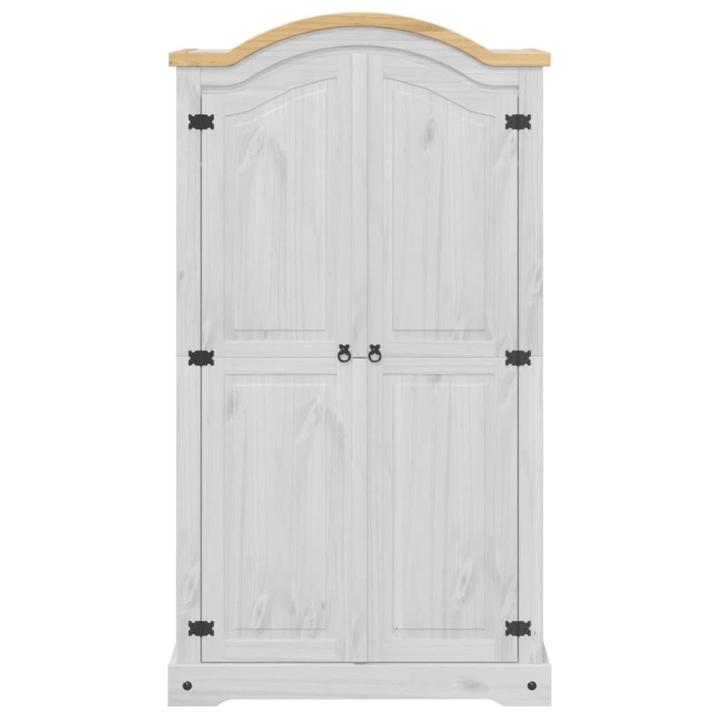 Armadio Corona bianco, 102 x 52 x 186 cm, in legno massello di pino con vano portaoggetti, maniglia in metallo, durevole, design rustico, ideale per camera da letto, corridoio, cameretta dei