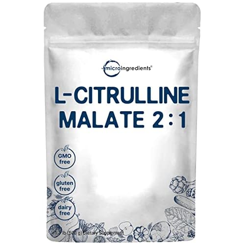 Pure L Citrulline Malate 2:1 Powder, 500 Grams, Filler Free, Vegan Citrulline Supplement and Citrulline Nitrate, Supports Muscle Performance, Enduranc