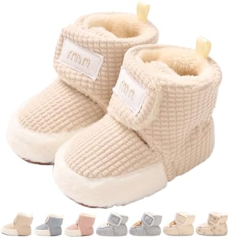 Baby Winterschuhe Wärme Babyschuhe Winter Anti-Rutsch Verstellbare Neugeborene Schneeschuhe Lauflernschuhe Gefütterte Thermo Fleece Krabbelschuhe Hausschuhe Winterstiefel 0-18 Mona