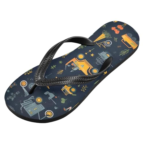 Womens Flip Flops Cute Bulldozer VehicleNon-Slip Casual Beach Slippers Rubber Sandals214B2691