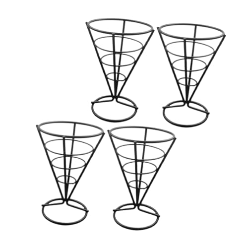 OFFSCH 4pcs French Fry Serving Stand Metal Cone Baskets for Appetizers Stylish Snack Holders Stable Base for Home Parties Picnics and Events