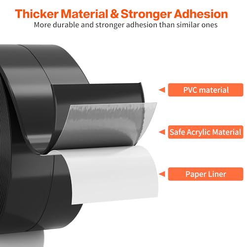 Image of Dstorelhp 2PCS Caulk Tape Waterproof Self Adhesive, Black, 1.5 inch x 10.5Ft | Peel and Stick, Decorative, For Kitchen, Countertop, Bathroom, Toilet, Bathtub, Sink, Shower, Easy to Install