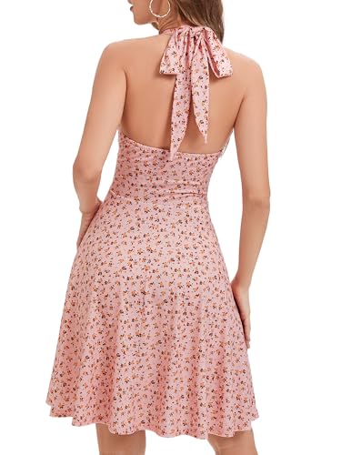 Image of Women's Summer Sundress- 2025 Sexy Halter Sleeveless Spring Boho Elastic Waist Ruffle Mini Dress