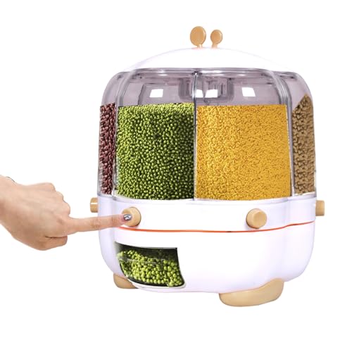 Image of Gvnd Rice & Dry Food Round Dispenser, Kitchen Organizer, Cereal Grain Container for Home, Cereal Transparent Bucket, Storage Box, Beans Clear Cans, Gift for Women (Style-3)