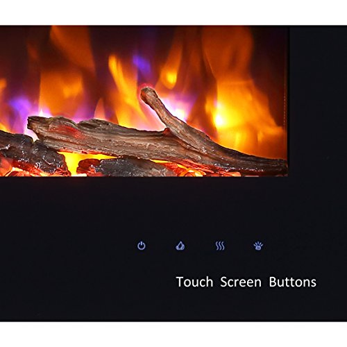 PuraFlame Alice 60 Inches Recessed Electric Fireplace, Wall Mounted for 2 X 6 Stud, Log Set & Crystal, 1500W Heater, Black - Thumbnail 3