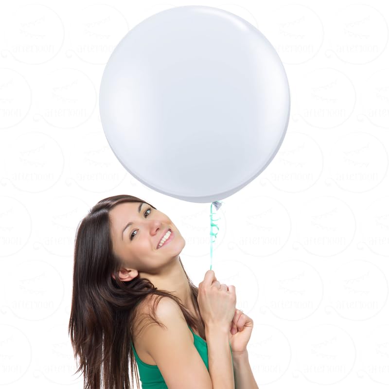 Image of AFTERLOON Biodegradable Balloons 12 pcs 18 Inch Orb Perfect Round Extra Large White, Natural Rubber Latex Plastic-Free Alternative Durable Thickened Strong Jumbo XL Big Helium Float, Baby Shower