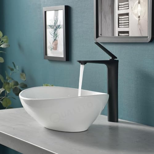 Image of QUALITO White Table Top Wash Basin for Bathroom, Living Room, Hall, Dinning Room | Countertop /Over Counter Ceramic Vessel Sink /Basin | Glossy Finish Table Top Wash Basin (White,16x14x6.5 Inch)