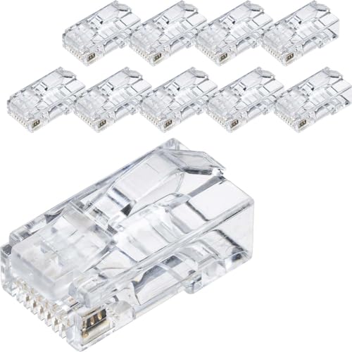 サンワダイレクト RJ-45コネクタ 【10個入り】CAT6A対応 CAT6 / CAT5e 兼用 ケーブル透過式 貫通式 単線・より線 500-LAN-RJ6AKNH
