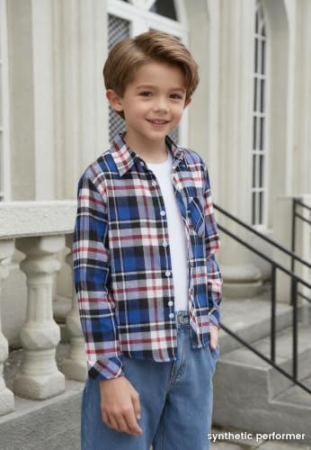 Image of Betusline Boy and Men Button Down Plaid Shirt | Soft,Breathable and Comfortable Fabric