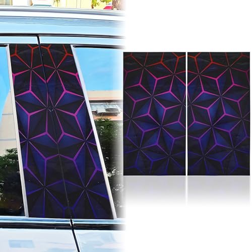 Image of JSCARLIFE Geometric Patterns Car B-Pillar Sticker, HD Printed PVC Waterproof Car Decals, Car Stickers Vinyl Self-Adhesive Side Strip Decal Cool Stickers (Purple)