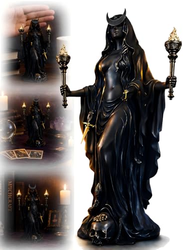 Hecate Statue Underworld Hekate The Witch of The Night Hecate Greek Goddess with Her Hounds of Magic Resin Sculpture (B)