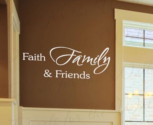Faith Family and Friend - Love Home Friendship - Wall Decal Decor, Decorative Vinyl Quote Sticker Graphic, Saying Lettering, Art Decoration