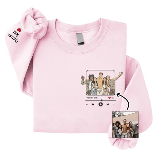 Custom Embroidered Sweatshirt – Picture Upload for Couples, Family, or Friends – Style 2