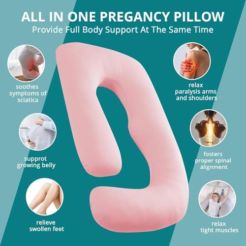 Image of Cooling Pregnancy Pillows for Sleeping, 65'' Full Body Pillow, Light Pink