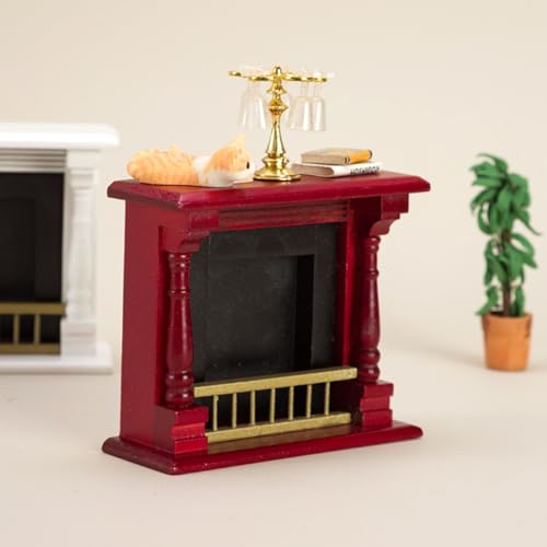 Chimenea miniatura 1:12 de madera para decoración navideña de hogar 3