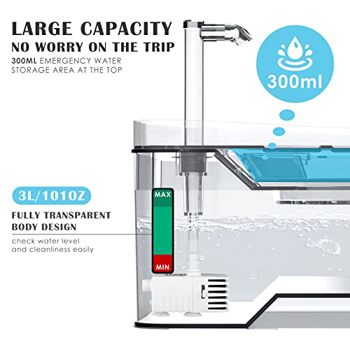 Petnf Cat Water Fountain, 101Oz/3L Pet Drinking Fountain For Cats Dogs Inside Ultra Quiet Automatic Water Fountain Dispenser thumb #2