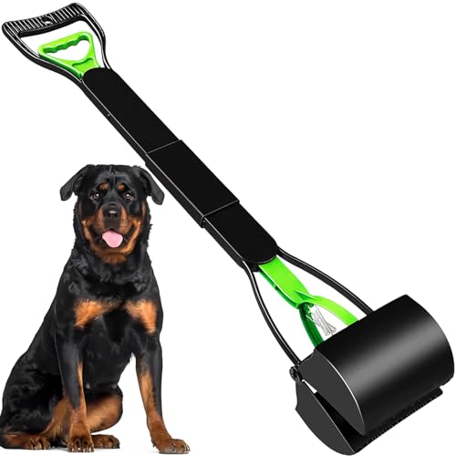 Image of ienjoyed Pooper Scooper, Large Pooper Scooper for Dogs Heavy Duty, Dog Pooper Scooper with Long Handle & High Strength Durable Spring, Foldable Dog Poop Pick Up (32-inch) (32-inch(Green))