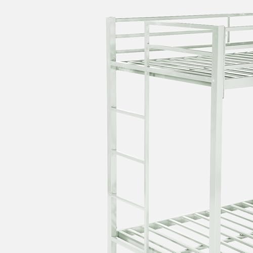Image of Pilio Twin Over Twin Metal Bunk Beds for Kids | Bunker Bed for Adults | Double Decker Bed for Kids Room Furniture | Frame Only, Mattress not Included (Ivory)