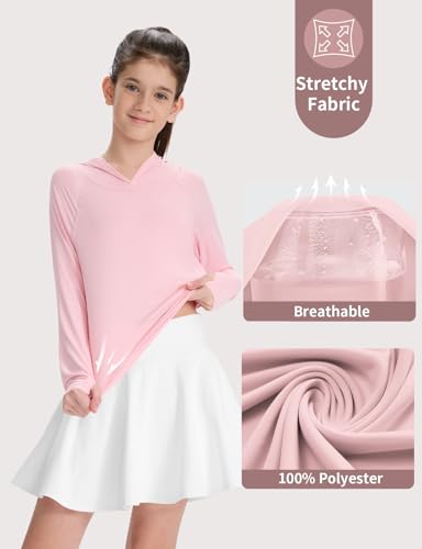 Girl's Rash Guard Swim Shirts Sun Shirt Hoodie UV Protection Long Sleeve Tops Quick Dry Lightweight UPF 50+4