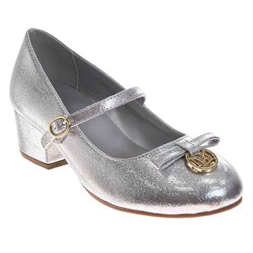 Image of Josmo Girls Low Heel Dress Pumps Crystal Strap Formal Wedding Sandals Flower Girl Shoes for Toddler /Little Kid /Big Kid