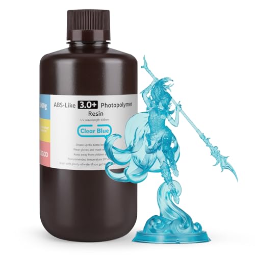 Image of ELEGOO ABS-Like Resin 3.0 Plus, 3D Printer Resin Clear Blue 1000G | Low Viscosity and High Precision, 405nm Rapid UV-Curing Photopolymer Resin, 3D Resin for LCD /DLP 3D Printing