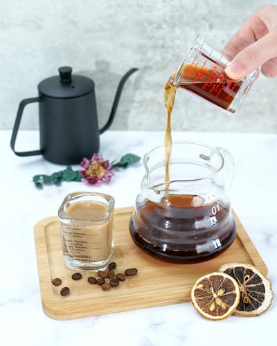 Image of Shot Glass Measuring Cup Set, 2 Pack 2 Oz Square Espresso Glasses (Red)