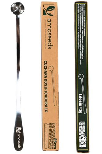 Cuchara dosificadora para té | Dosis de 1 gramo | Acero inoxidable 18/10 | Primera Calidad (25 cm)