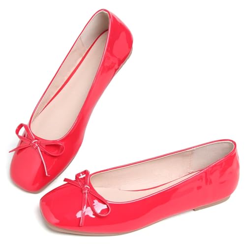 Image of Dear Time Women's Casual Foldable Ballet Flats Square Toe Ballerina Flats Shoes Comfortable