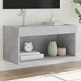 BaraSh LED TV Cabinet Modern Gloss TV Stand with Ambient Lights for Living Room and Bedroom with Storage Furniture,TV Cabinet with LED Lights Concrete Grey 60x30x30 cm