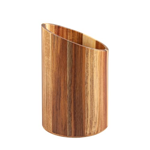 KITEISCAT Acacia Wooden Utensil Holder for Kitchen Countertop – Large Acacia Kitchen Utensil Crock for Cooking Tools, Spoons & Spatulas