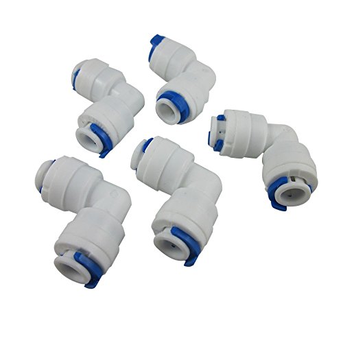 1/4 x 1/4 Tube Push Fit Union Elbow Quick Connect RO Water Filter (Pack of 5)