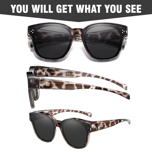 Image of DUCO Fit Over Sunglasses for Men Women Wear Over Glasses Retro Wrap Around Polarized Sun Glasses UV400 Protection