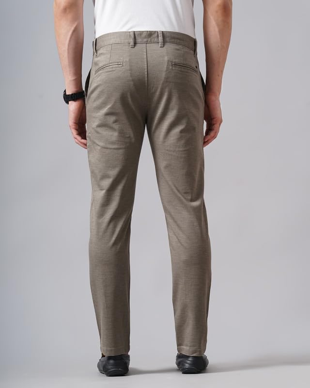 Image of British Club 98% Cotton, 2% Elastane Men's Slim Fit Low-Rise Chinos | Modern Design | Stretch Fabric for Comfort | Versatile for Casual and Semi-Formal Occasions | Durable Brown