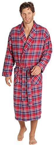 EVERDREAM Mens Flannel Robe, Shawl Collar Lightweight 100% Cotton Bathrobe3