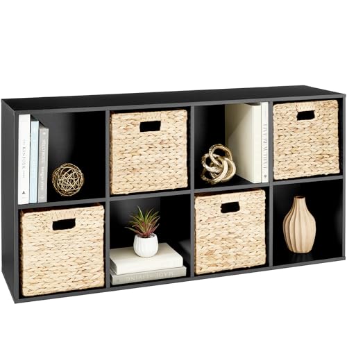 Best Choice Products 8-Cube Storage Organizer, 13.5in Shelf Opening, Bookcase, Display Shelf, Customizable w/ 2 Removable Back Panels – Black