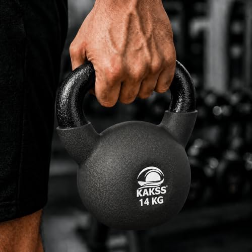 Image of Kakss Half Coating Neoprene Kettlebell (Black, 14 KG) (PROUDLY MADE IN INDIA)